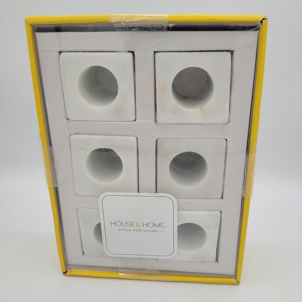 NWT Set of 6 Natural White Marble Napkin Holders